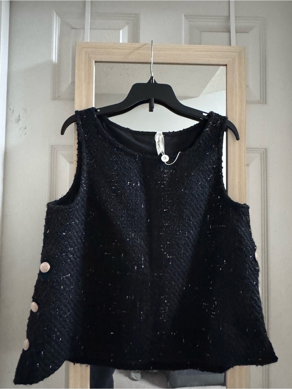 Tweed Button-Accent top nwot